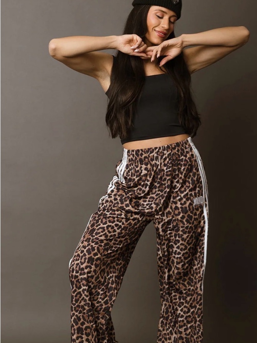 WKND Track Pants - Leopard Print Wide-Leg Pants